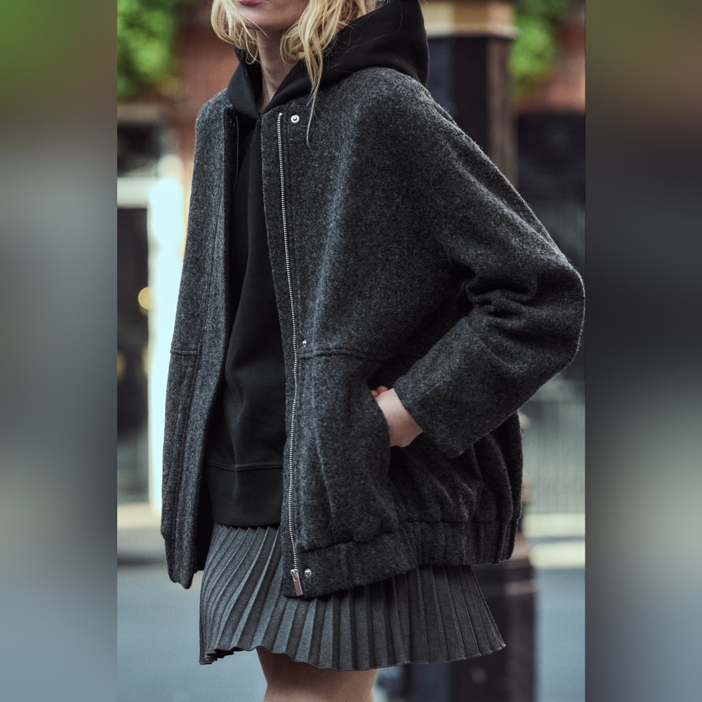 Zara Gray Bomber Jacket